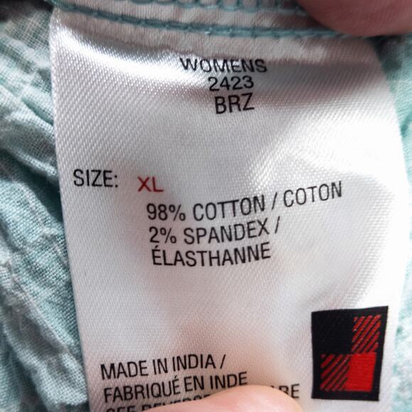 Woolrich Women’s Shirt Aqua Plaid Button Front Modern Cottagecore Button-Up XL - Picture 10 of 11